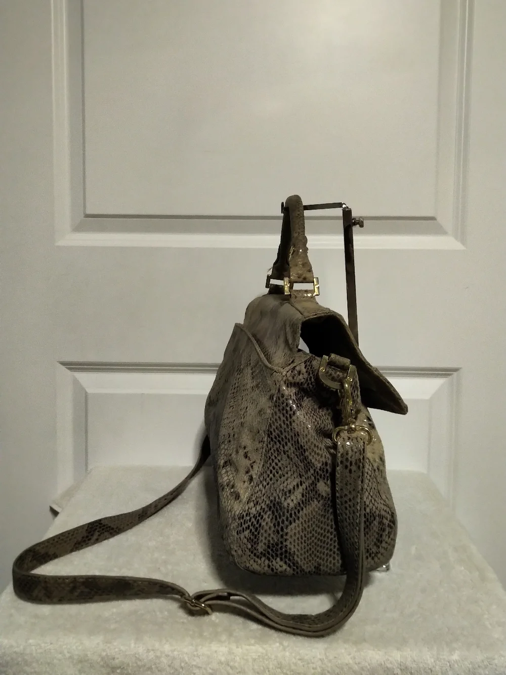 Tory Burch Python-Print Top-Handle / Crossbody Bag
